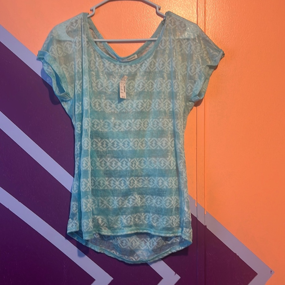 Size M light blue sheer shirt new with tags